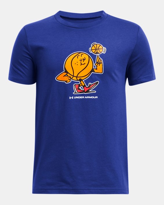 男童UA Get Pumped Basketball短袖T恤 in Blue image number 0